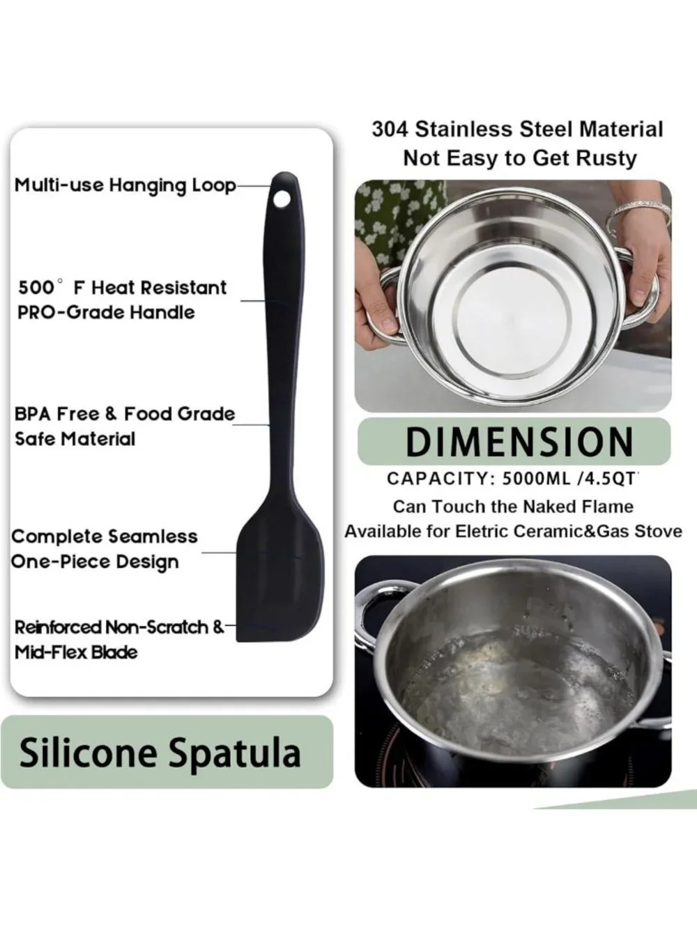 3.1QT Double Boiler Melting Pot & 4.5QT Stainless Steel Cookware Set